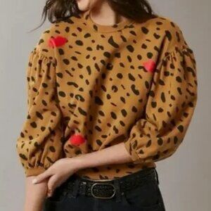 Clare V. Leopard Lips Sweatshirt size XS